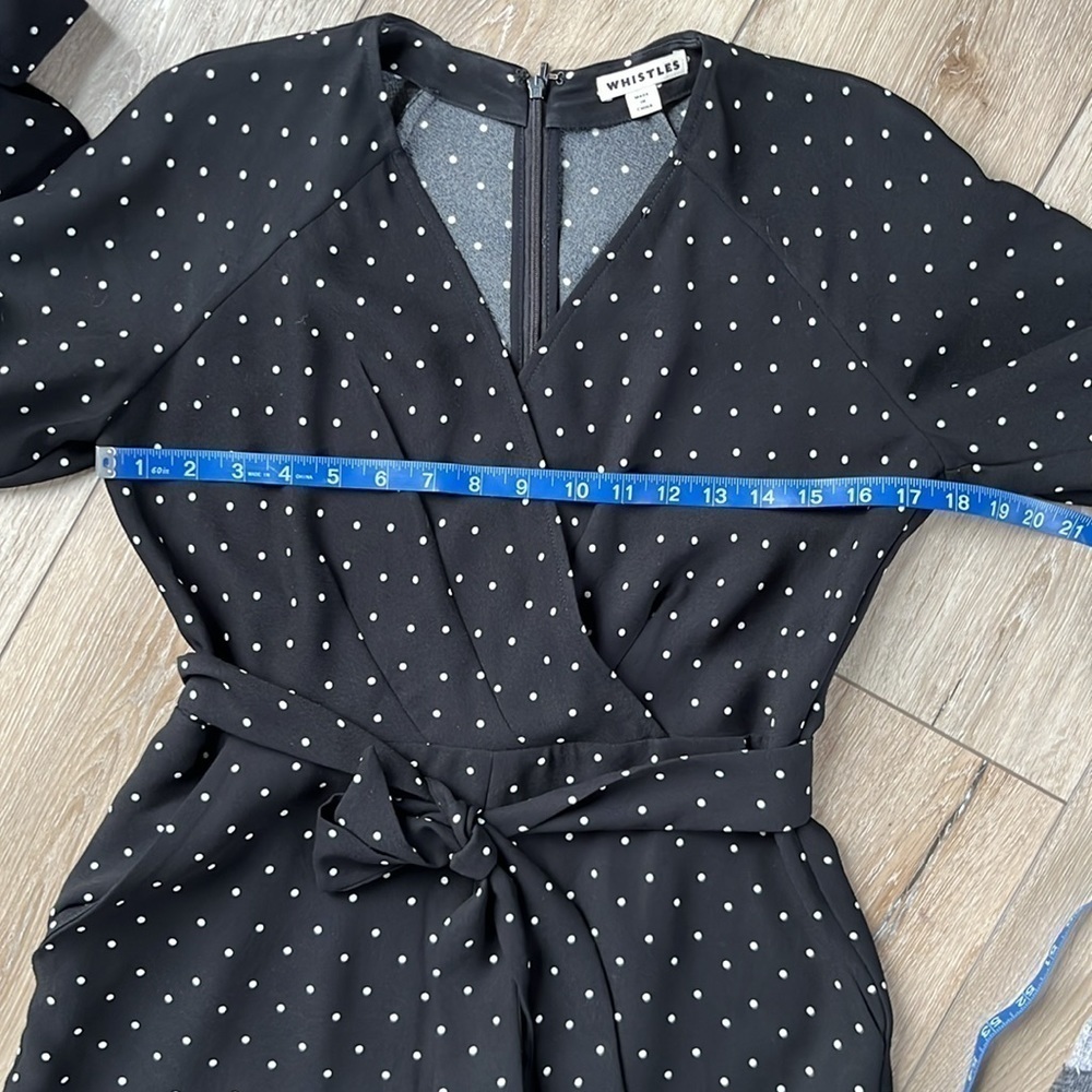 Whistles Polka Dot Jumpsuit Black & White Long Sleeve and Belted - Picture 16 of 16